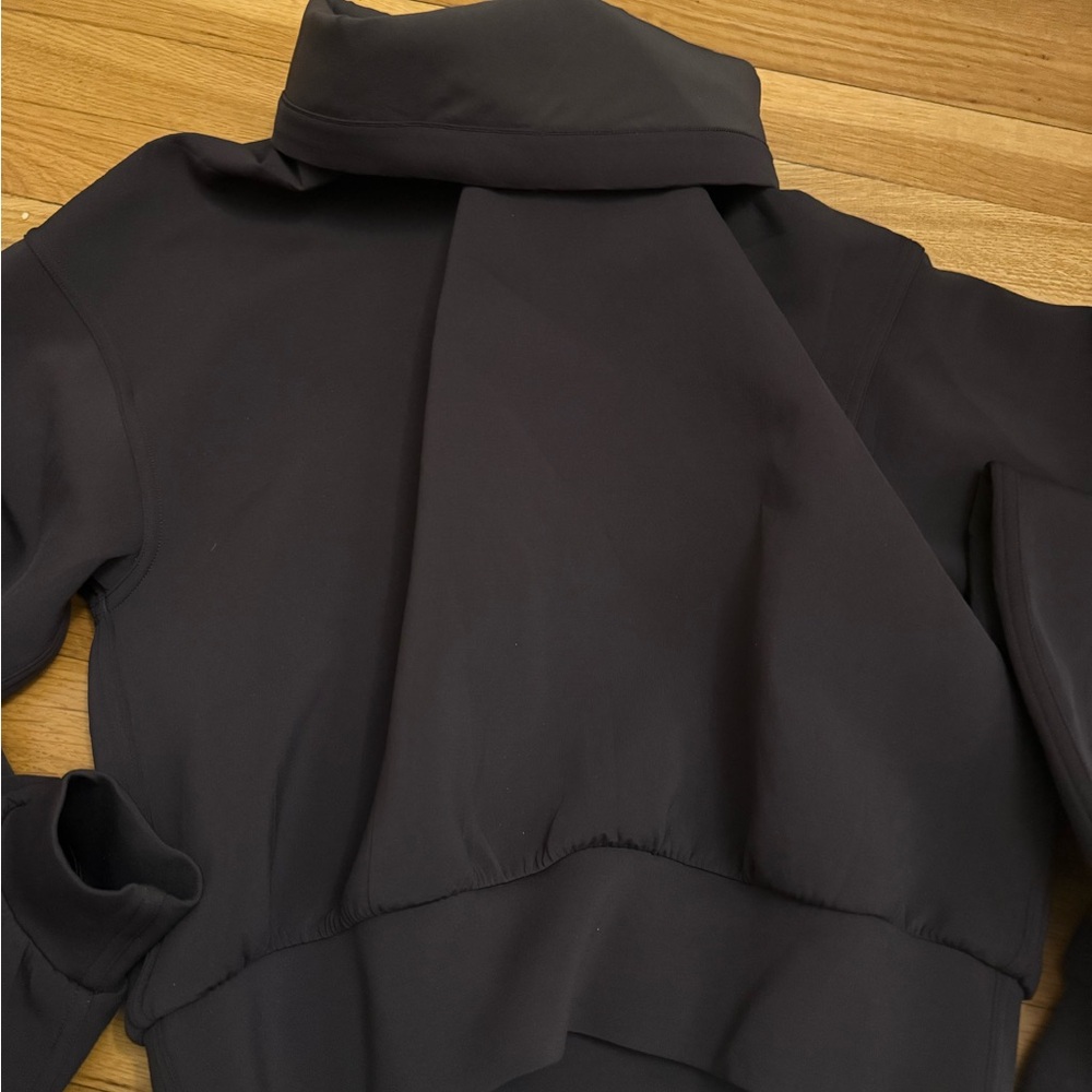 Brown High-Neck Cropped Sweatshirt - Picture 2 of 4